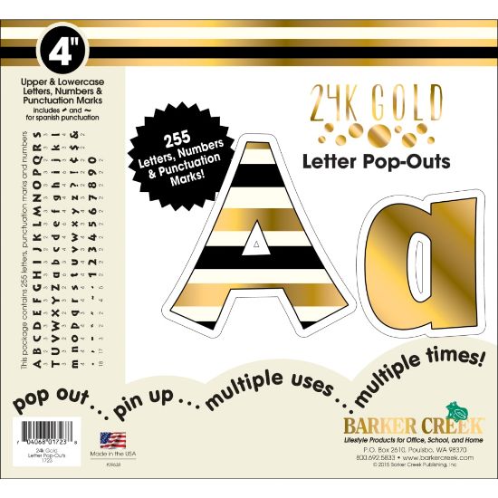 Picture of Barker Creek Letter Pop-Outs, 4in, 24K Gold, Set Of 255