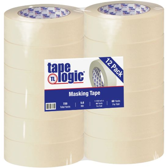 Picture of Tape Logic 2400 Masking Tape, 3in Core, 1.5in x 180ft, Natural, Pack Of 12