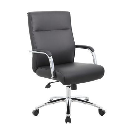 Picture of Boss Office Products Modern Executive Conference Ergonomic Chair, Caressoft Vinyl, Black/Chrome