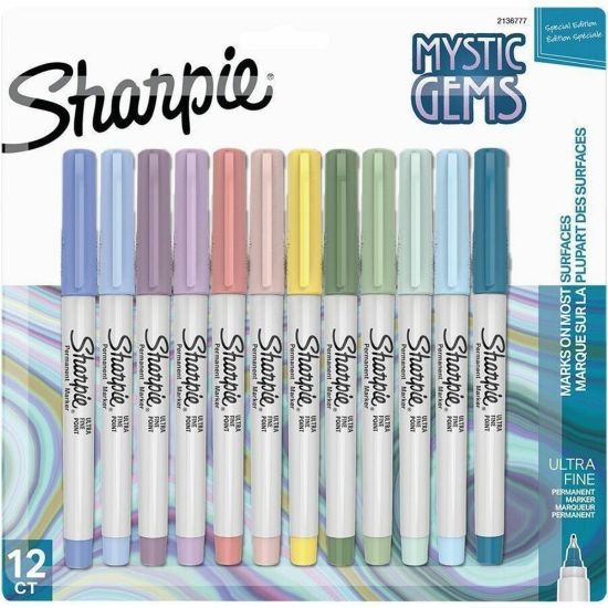 Picture of Sharpie Mystic Gems Permanent Markers - Ultra Fine Marker Point - Multi - 12 / Pack