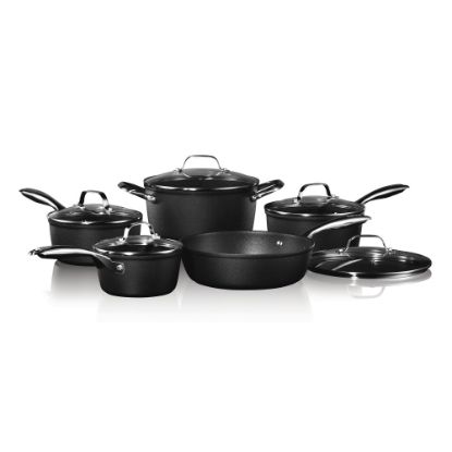 Picture of Starfrit The Rock Diamond 10-Piece Set - Cooking, Sauce, Frying - Dishwasher Safe - Oven Safe - 3 quart - 2 quart - 1.50 quart - Sauce Pot1.25 gal - Metal Body - Tempered Glass Lid