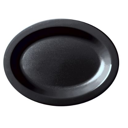 Picture of Cambro Camwear Plastic Oval Dinnerware Plates, 12in, Black, Pack Of 24 Plates