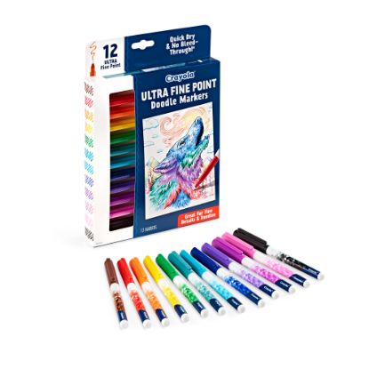 Picture of Crayola Doodle & Draw Markers, Ultra Fine Point, Assorted Colors, Pack Of 12 Markers