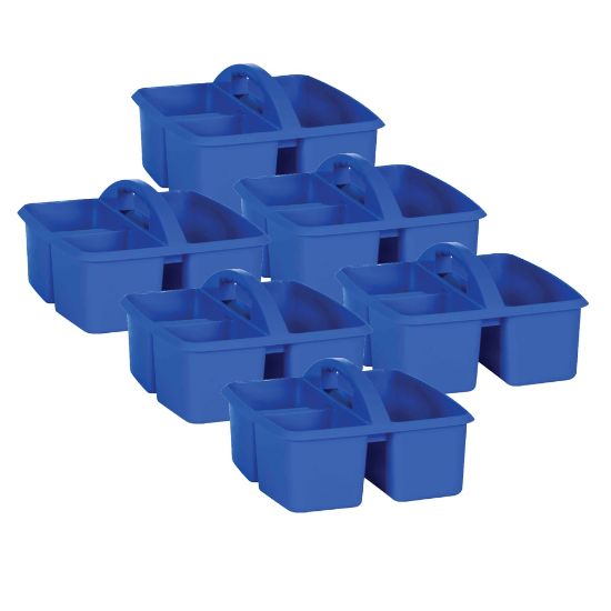 Picture of Teacher Created Resources Plastic Storage Caddies, Medium Size, Blue, Pack Of 6 Caddies