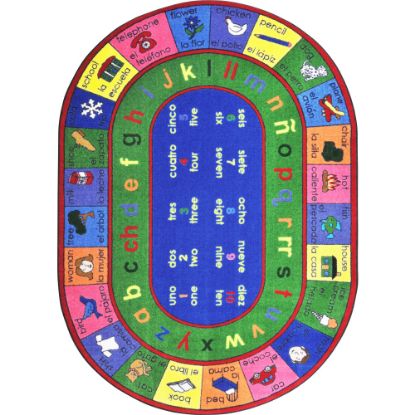 Picture of Joy Carpets Kids Essentials Oval Area Rug, LenguaLink Spanish, 7-33/50ft x 10-3/4ft, Multicolor