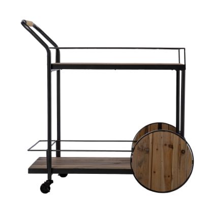 Picture of SEI Pemton Reclaimed Wood Bar Cart, 34inH x 32-1/4inW x 17-1/2inD, Natural/Black