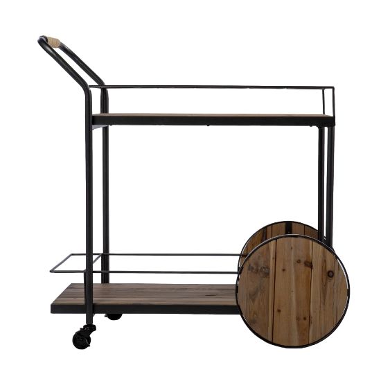 Picture of SEI Pemton Reclaimed Wood Bar Cart, 34inH x 32-1/4inW x 17-1/2inD, Natural/Black