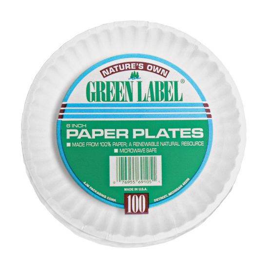 Picture of AJM Plates, 9in, White, 100 Per Pack, 12 Packs Per Carton