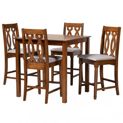 Picture of Baxton Studio Darcie 5-Piece Pub Set, Gray/Walnut