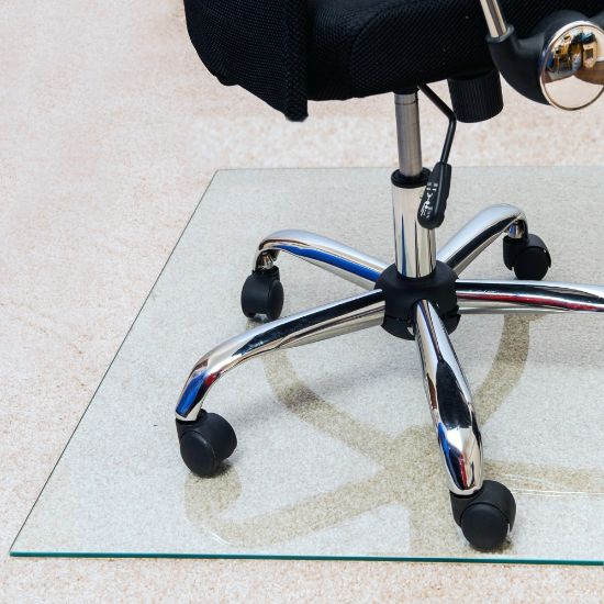 Picture of Floortex Glaciermat Heavy-Duty Glass Chair Mat For Hard Floors And Carpets, 36in x 42in, Crystal Clear