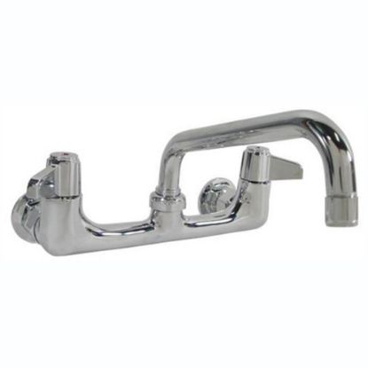 Picture of T&S Brass Wall-Mount Swivel Faucet, 12in Spout, 8in Centers, Stainless