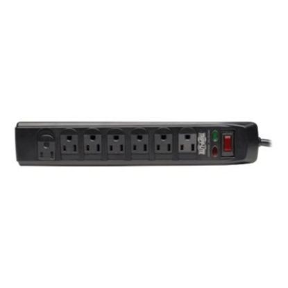 Picture of Tripp Lite Surge Protector Power Strip 120V 7 Outlet RJ11 6ft Cord 1440 Joule - Surge protector - 15 A - AC 120 V - 1.8 kW - output connectors: 7 - black - for P/N: CLAMPUSBLK, CLAMPUSW