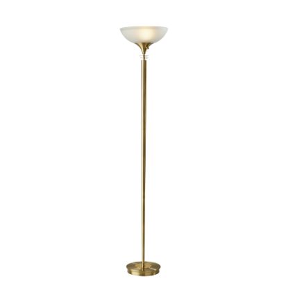 Picture of Adesso Metropolis 300W Torchiere Floor Lamp, 71inH, Frosted White Shade/Antique Brass Base