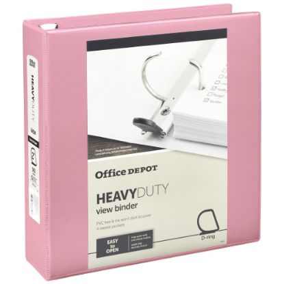 Picture of Office Depot Heavy-Duty View 3-Ring Binder, 2in D-Rings, 49% Recycled, Light Pink