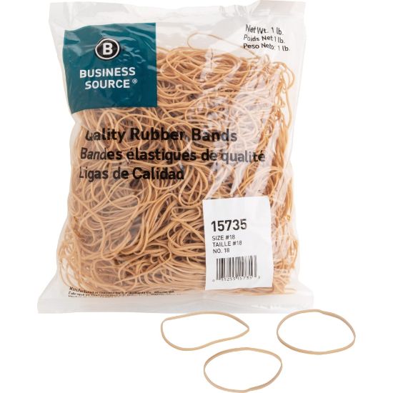 Picture of Business Source Quality Rubber Bands - Size: #18 - 3in Length x 0.1in Width - Sustainable - 1480 / Pack - Rubber - Crepe