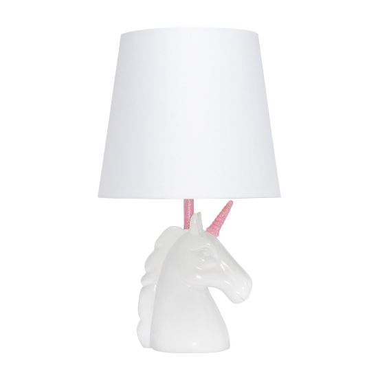 Picture of Simple Designs Sparkling Unicorn Table Lamp, 16inH, White/Pink