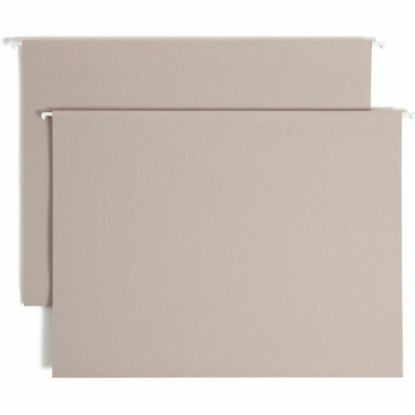 Picture of Smead TUFF 1/3 Tab Cut Legal Recycled Hanging Folder - 8 1/2in x 14in - 4in Expansion - Top Tab Location - Assorted Position Tab Position - Steel Gray - 10% Recycled - 18 / Box