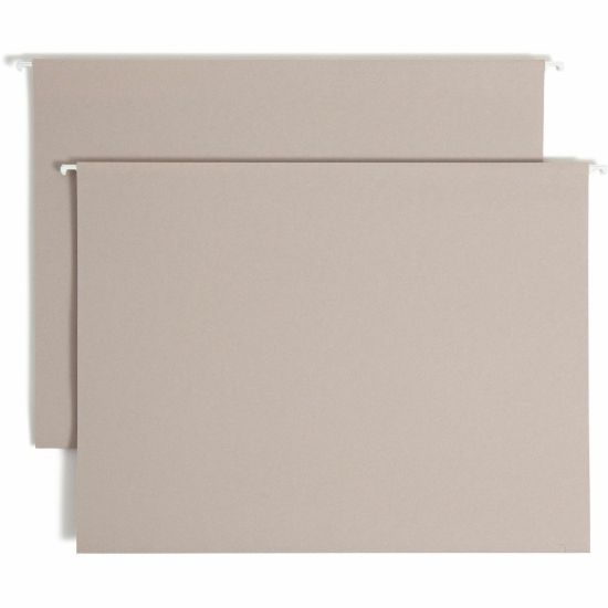 Picture of Smead TUFF 1/3 Tab Cut Legal Recycled Hanging Folder - 8 1/2in x 14in - 4in Expansion - Top Tab Location - Assorted Position Tab Position - Steel Gray - 10% Recycled - 18 / Box