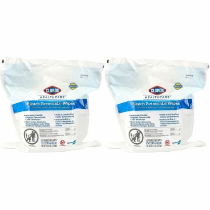 Picture of Clorox Healthcare Bleach Germicidal Wipes Refill - Ready-To-Use - 12in Length x 12in Width - 110 / Pack - 200 / Pallet - White