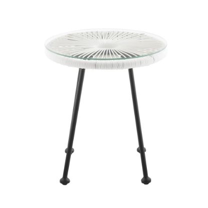 Picture of Linon Aurene Outdoor Glass Side Table, 18-1/4inH x 16-3/4inW x 16-3/4inD, White