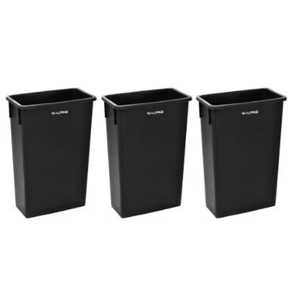 Picture of Alpine Industries Waste Basket Commercial Trash Cans, 23 Gallons, Black, Pack Of 3 Cans