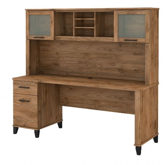 Picture of Bush Furniture Somerset 72inW Office Desk With Hutch, Fresh Walnut, Standard Delivery