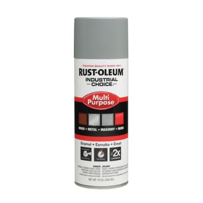 Picture of Rust-Oleum Industrial Choice 1600 System Multi-Purpose Enamel Spray Paint, 12 Oz, Gloss ANSI 61 Light Gray, Case Of 6 Cans