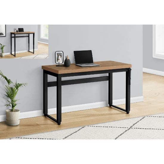 Picture of Monarch Specialties Watts 48inW Adjustable-Height Computer Desk, Light Reclaimed Wood/Black