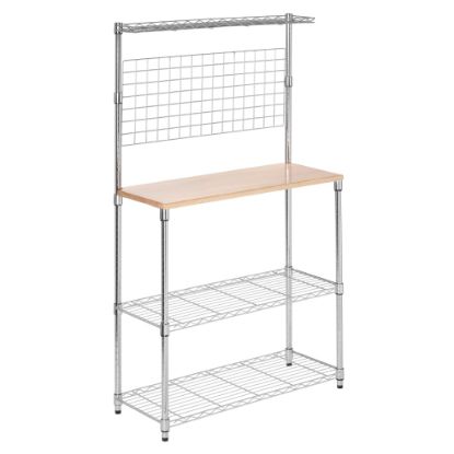 Picture of Honey-Can-Do Urban Steel Bakers Rack With Wood Cutting Board, 2-Tiers, Chrome/Wood