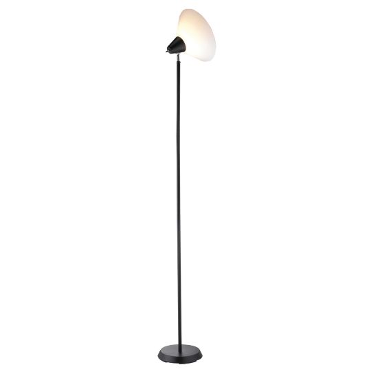 Picture of Adesso Swivel Torchiere Floor Lamp, 71-1/2inH, White Shade/Black Base