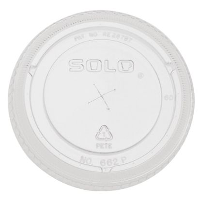 Picture of SOLO Straw-Slot Cold Cup Lids, Fits 9 oz to 20 oz Cups, Clear, 100/Sleeve, 10 Sleeves/Carton