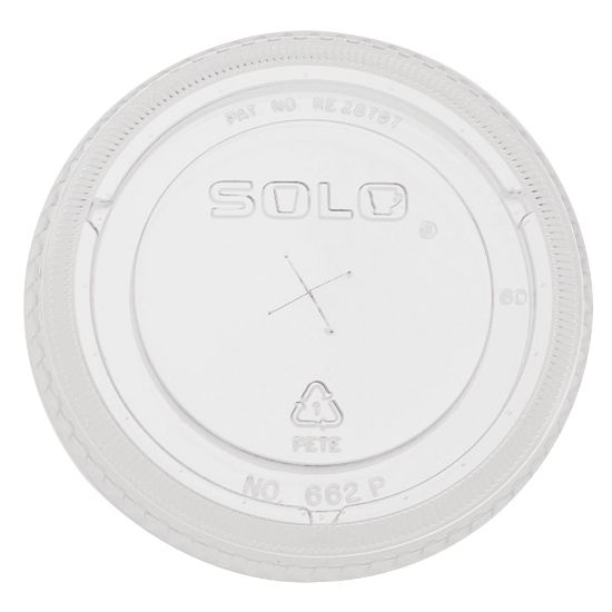 Picture of SOLO Straw-Slot Cold Cup Lids, Fits 9 oz to 20 oz Cups, Clear, 100/Sleeve, 10 Sleeves/Carton