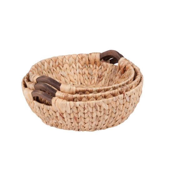 Picture of Honey-Can-Do Water Hyacinth Basket Set, Round, Assorted Sizes (S, M, L), Natural/Brown, Pack Of 3