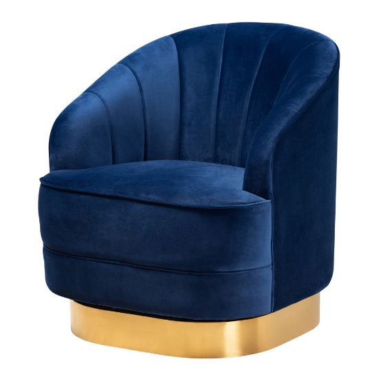 Picture of Baxton Studio 10397 Swivel Accent Chair, Royal Blue