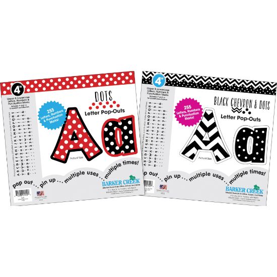 Picture of Barker Creek Letter Pop-Outs, 4in, Chevron & Dots, Set of 510 Pop-Outs