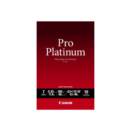 Picture of Canon Pro Platinum Photo Paper, 13in x 19in, 98 (U.S.) Brightness, 80 Lb, White, Pack Of 10 Sheets