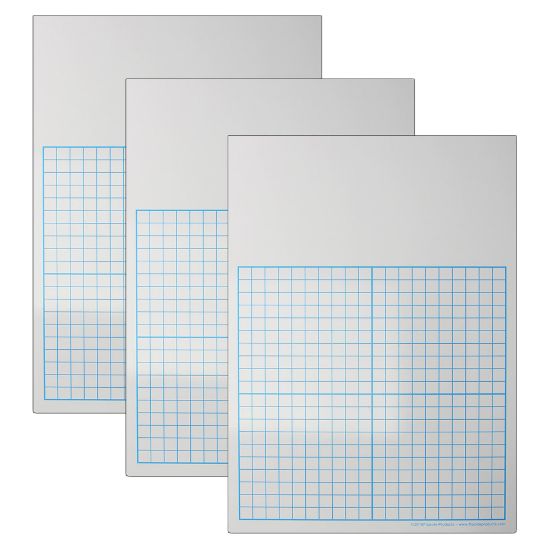 Picture of Flipside 1/2in Graph Dry-Erase Boards, 11in x 16in, White/Blue, Pack Of 3 Boards