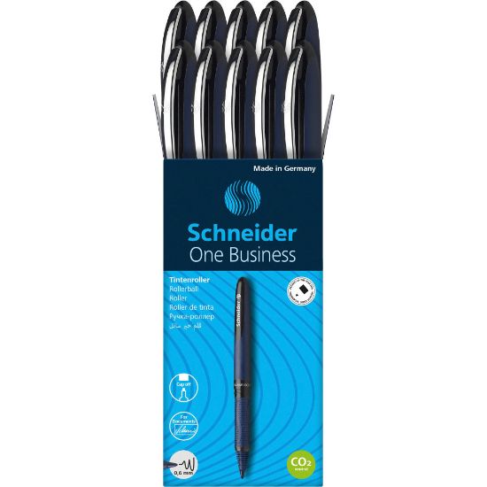 Picture of Schneider One Business Rollerball Pens, 0.6mm Pen Point Size, Black Ink, 10/Box