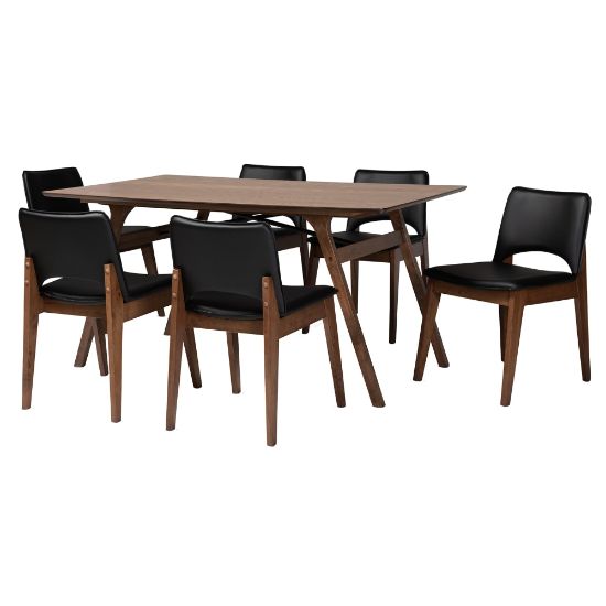 Picture of Baxton Studio Afton 7-Piece Dining Set, Black/Walnut