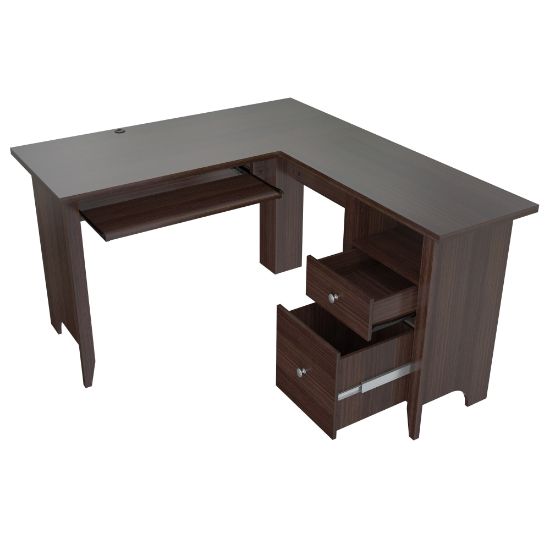 Picture of Inval Contemporary 60inW L-Shaped Corner Desk Workstation, Espresso