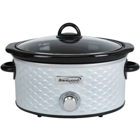 Picture of Brentwood SC-140W Scallop Pattern 4.5 Quart Slow Cooker, White - 220 W1.13 gal - Cooking - White