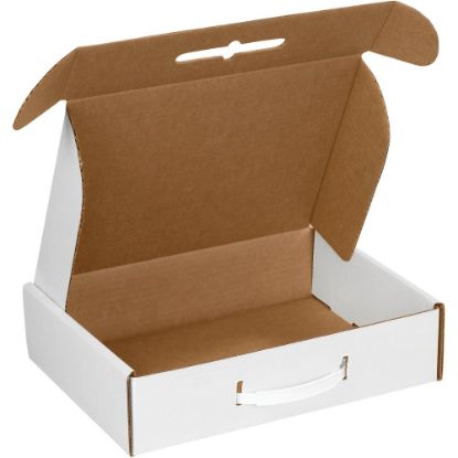 Picture of Partners Brand Corrugated Carrying Cases, 12 1/8in x 9 1/4in x 3in, White, Pack Of 10