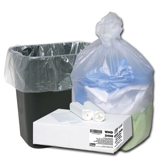 Picture of Webster Ultra Plus 8 mil Trash Bags, 10 gal, 24inH x 24inW, Natural, 500 Bags