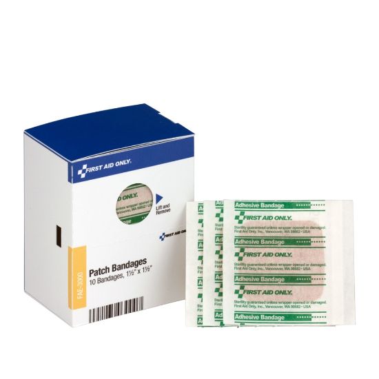 Picture of First Aid Only Patch Bandages, 1-1/2in x 1-1/2in, SmartCompliance Refill, 10 Bandages/Box