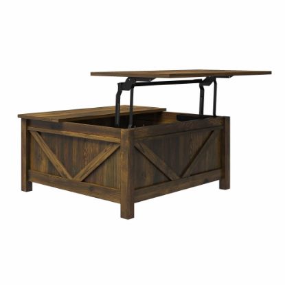 Picture of Ameriwood Home Farmington Lift-Top Coffee Table, 17-1/16inH x 35-15/16inW x 35-15/16inD, Brown