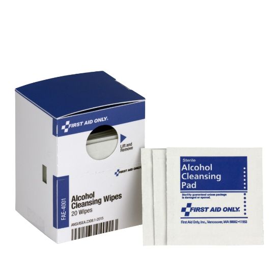 Picture of First Aid Only Alcohol Cleansing Pads, 3in x 3in, White, Box Of 20