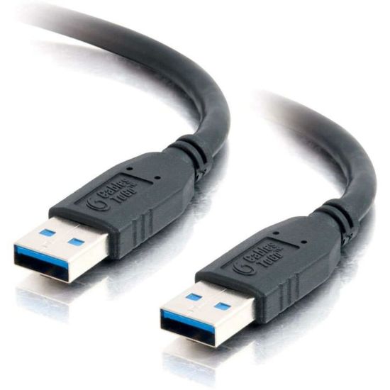 Picture of C2G 3m USB 3.0 Cable - USB A to USB A - M/M - 9.84 ft USB Data Transfer Cable - First End: 1 x Type A Male USB - Second End: 1 x Type A Male USB - Shielding - Black