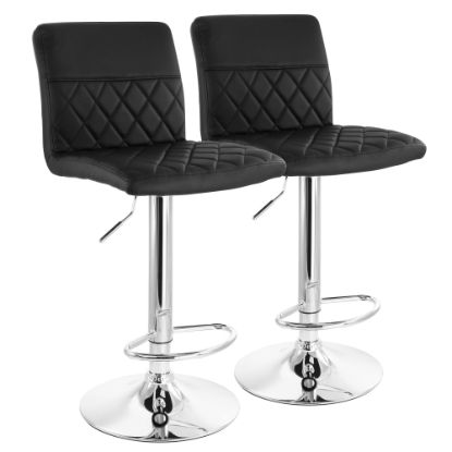 Picture of Elama Adjustable Faux Leather Bar Stools, Black/Chrome, Set Of 2 Stools