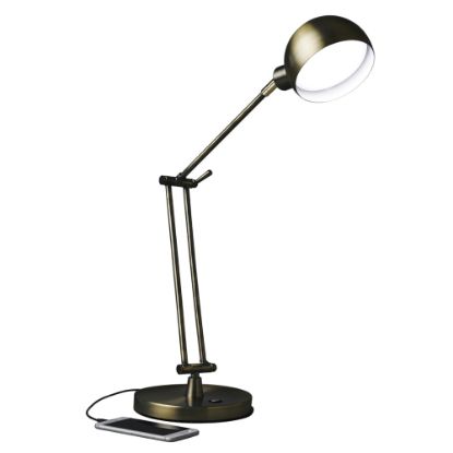 Picture of OttLite Wellness Series Refine LED Desk Lamp, Adjustable Height, 24inH, Antique Brass