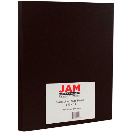 Picture of JAM Paper Color Multi-Use Printer & Copy Paper, Black Linen, Letter (8.5in x 11in), 50 Sheets Per Pack, 32 Lb